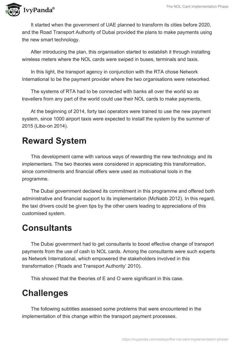 The NOL Card Implementation Phase. Page 3