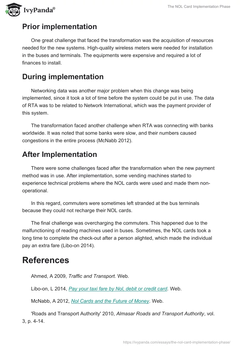 The NOL Card Implementation Phase. Page 4
