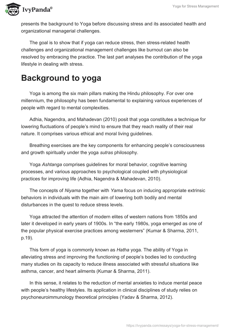 Yoga for Stress Management. Page 2