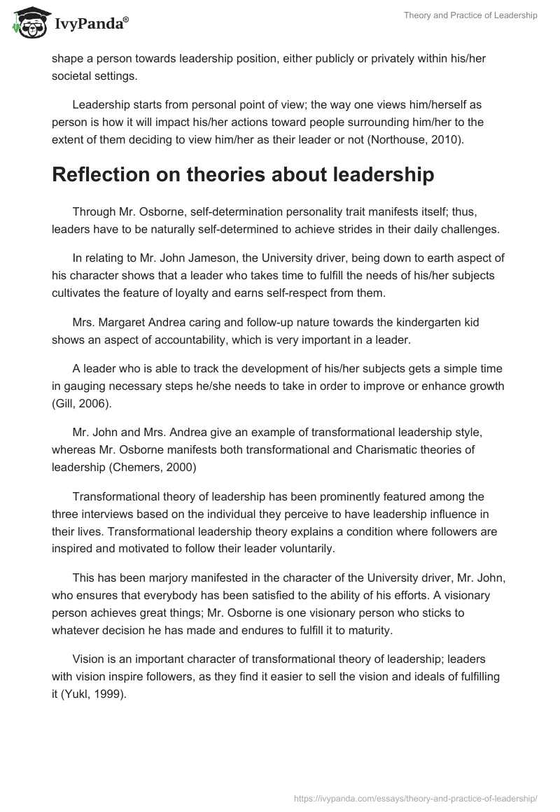 Theory and Practice of Leadership. Page 4