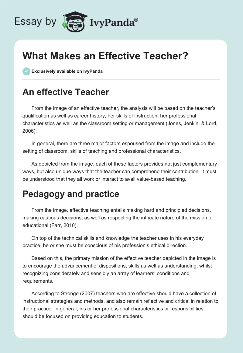 an effective teacher essay