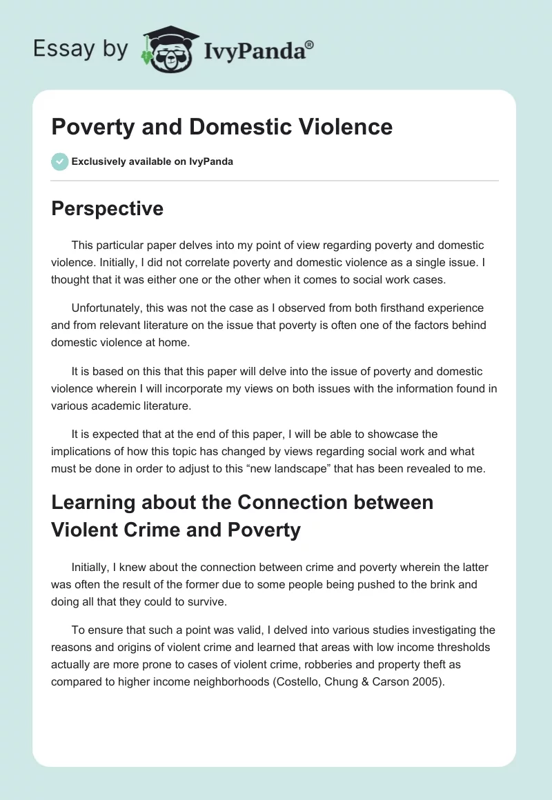 Poverty and Domestic Violence. Page 1