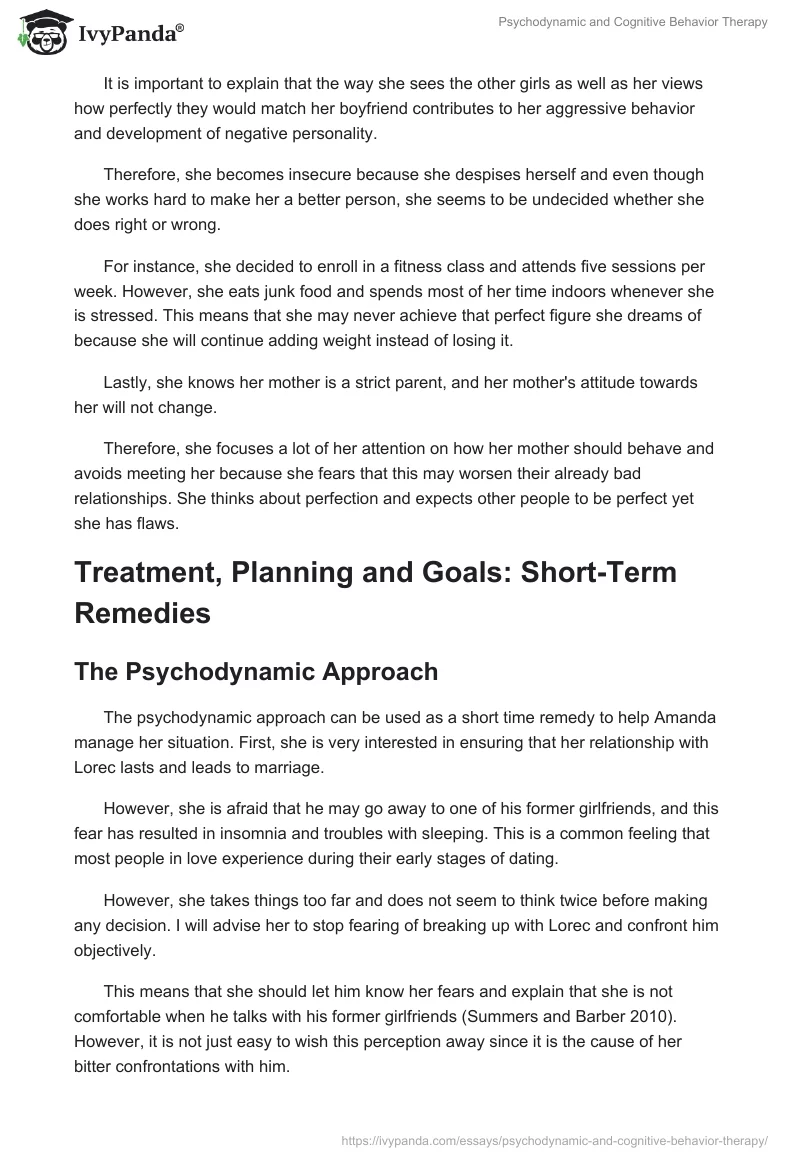 Psychodynamic and Cognitive Behavior Therapy. Page 4