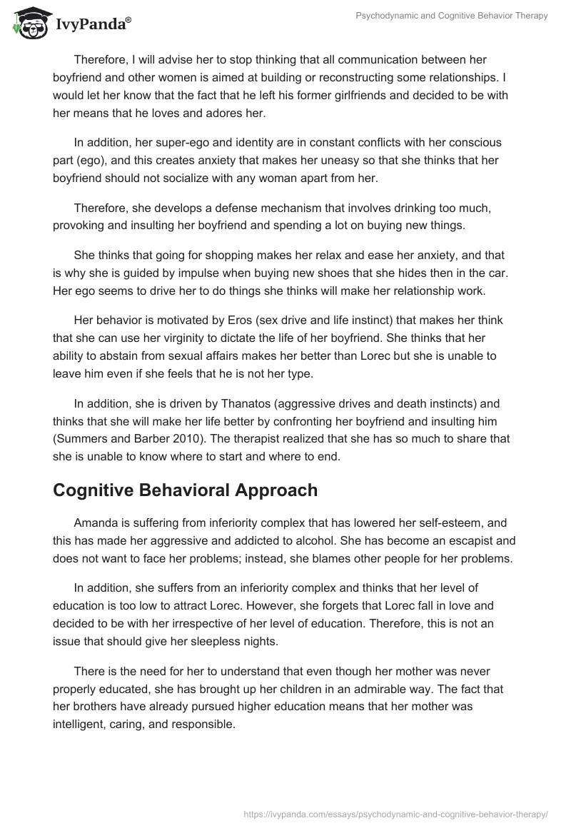 Psychodynamic and Cognitive Behavior Therapy. Page 5
