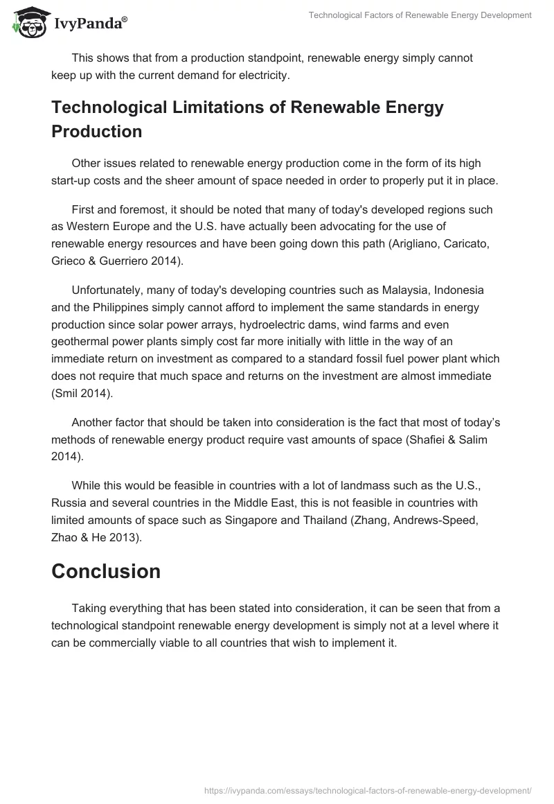 Technological Factors of Renewable Energy Development. Page 3