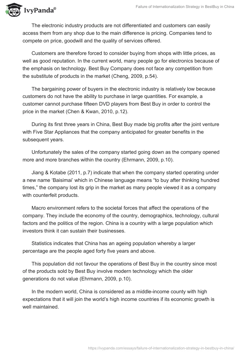 Failure of Internationalization Strategy in BestBuy in China. Page 3