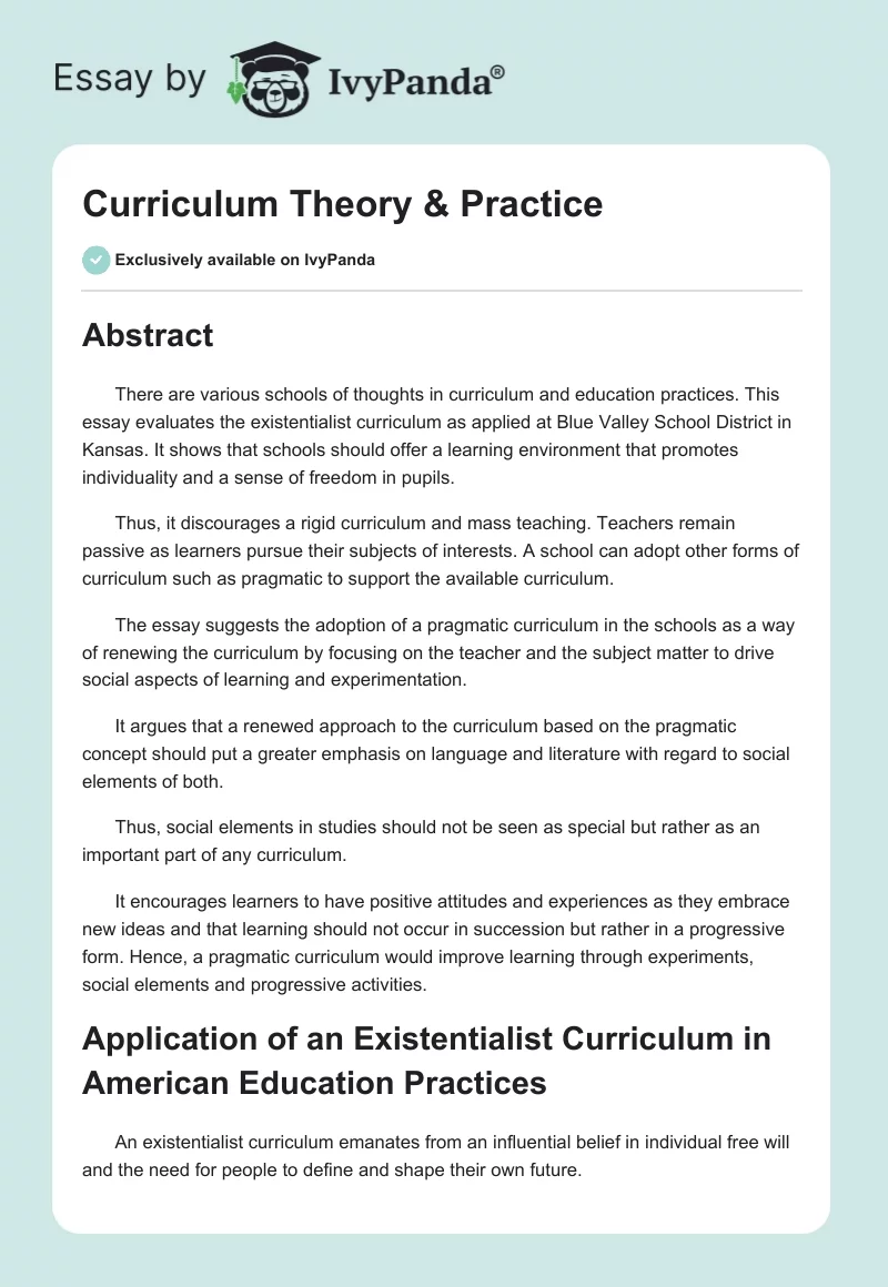 Curriculum Theory & Practice. Page 1