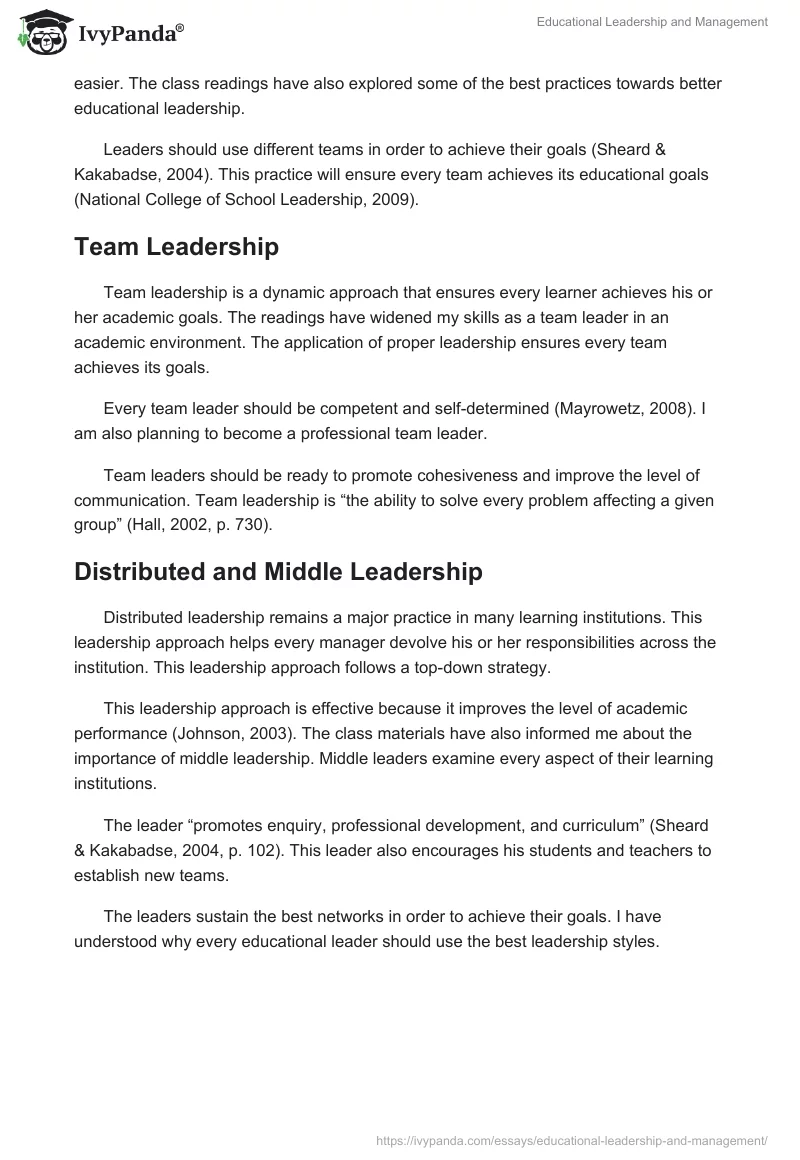 Educational Leadership and Management. Page 2