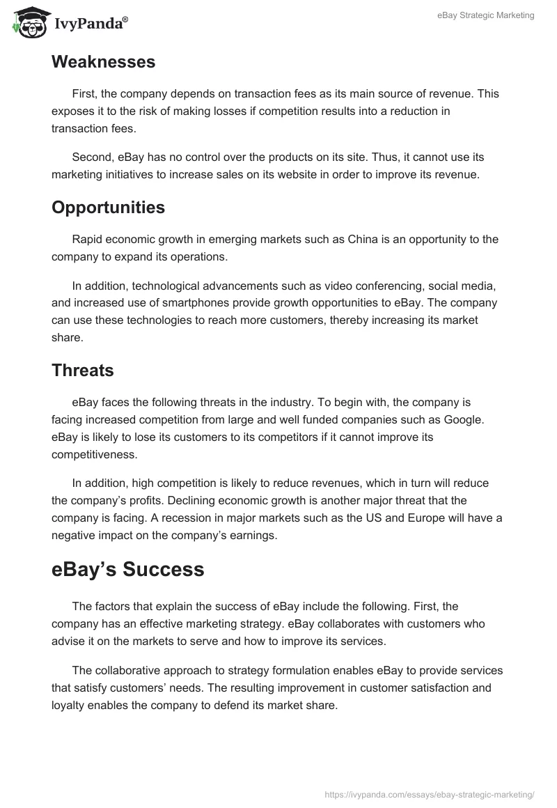 eBay Strategic Marketing. Page 2