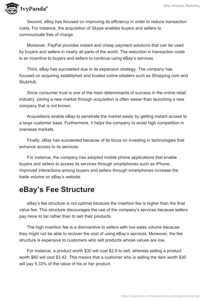 eBay Strategic Marketing. Page 3