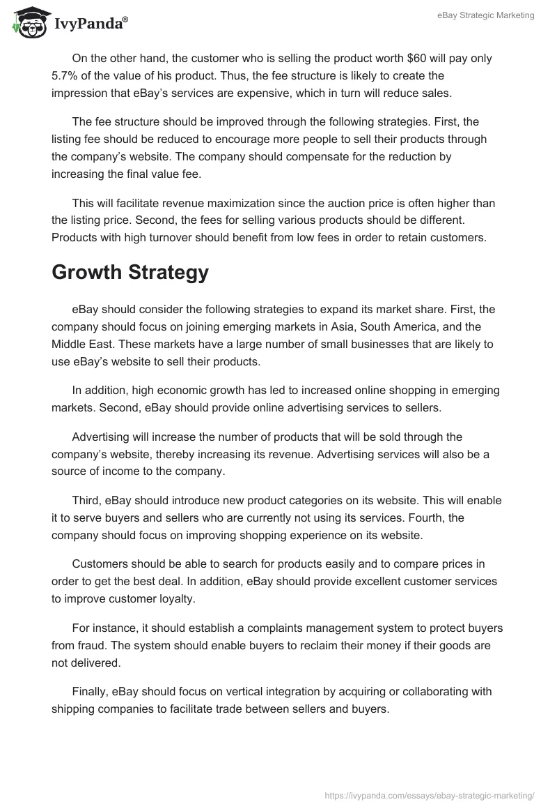 eBay Strategic Marketing. Page 4