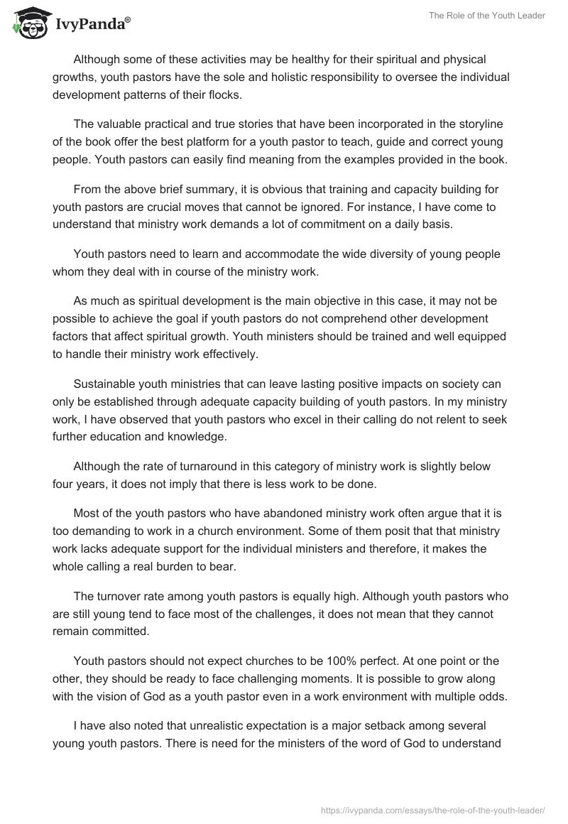 The Role of the Youth Leader. Page 2