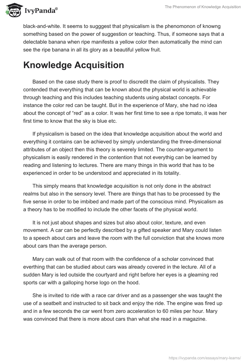 The Phenomenon of Knowledge Acquisition. Page 2