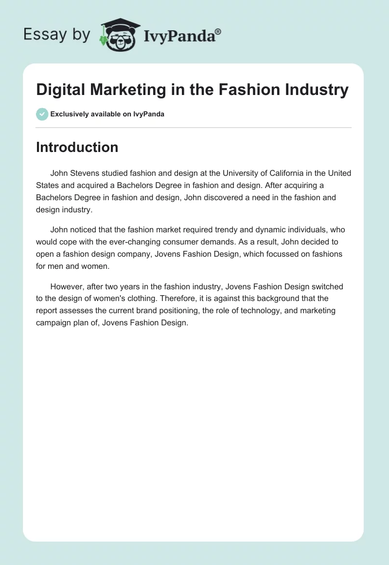 Digital Marketing in the Fashion Industry. Page 1