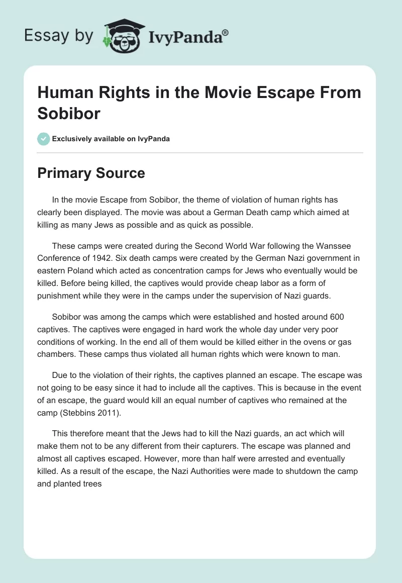 Human Rights in the Movie Escape From Sobibor. Page 1