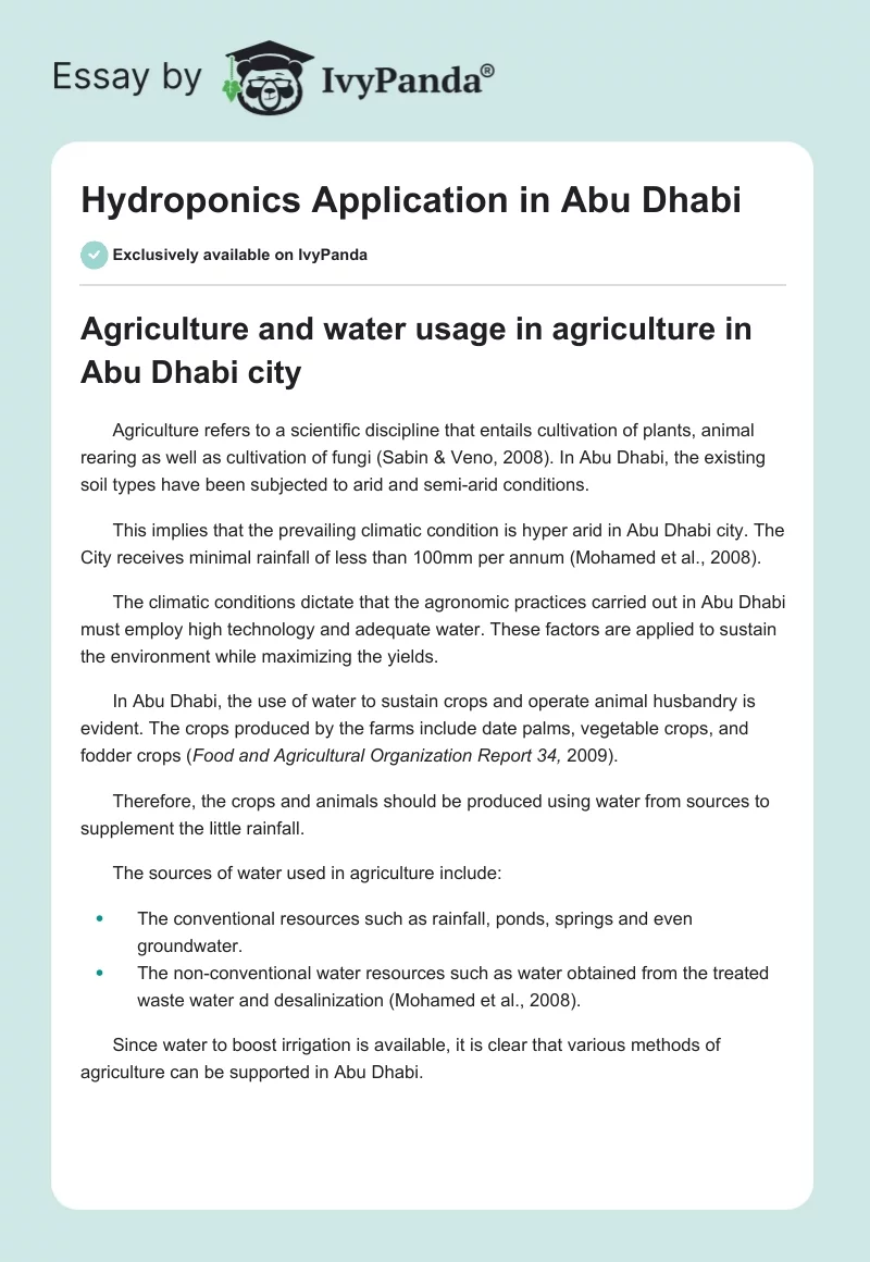 Hydroponics Application in Abu Dhabi. Page 1