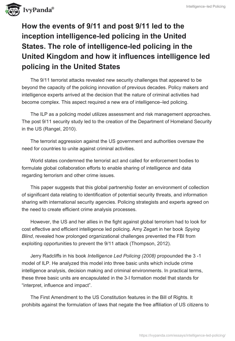 Intelligence–Led Policing. Page 2