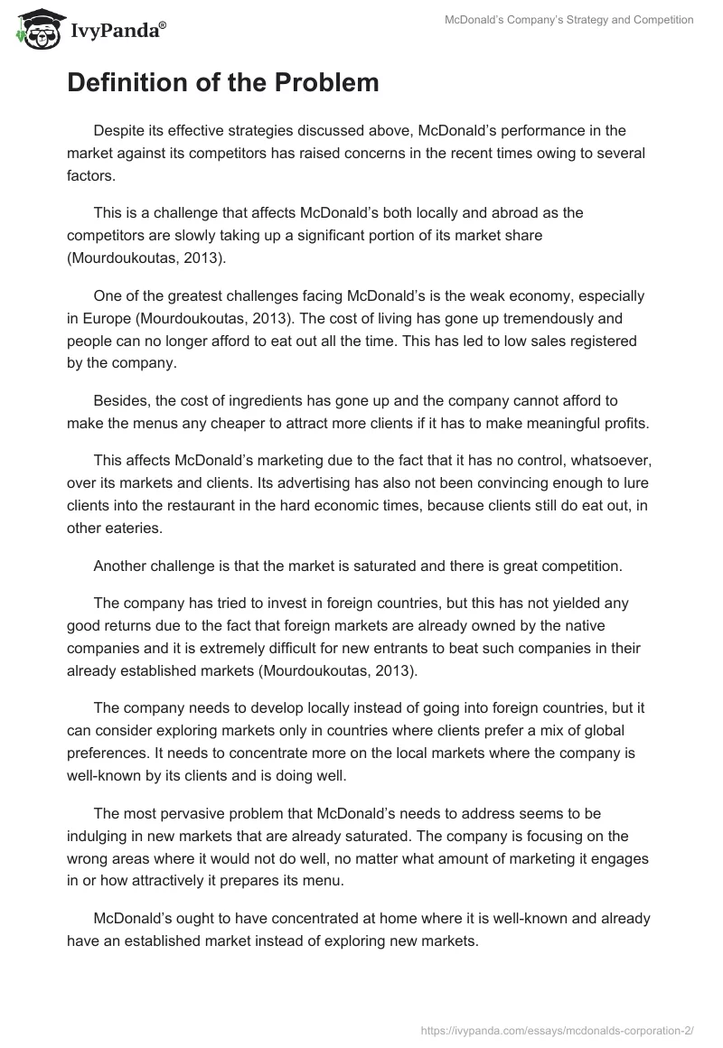McDonald’s Company’s Strategy and Competition. Page 5