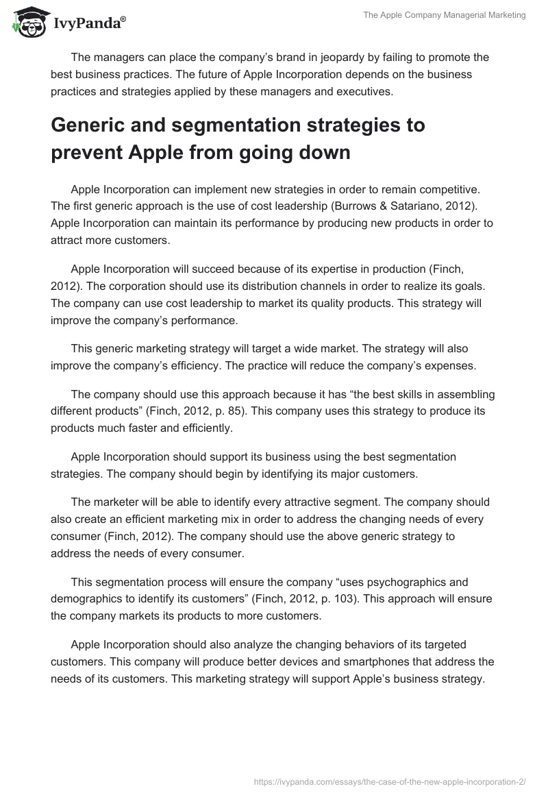 The Apple Company Managerial Marketing. Page 2
