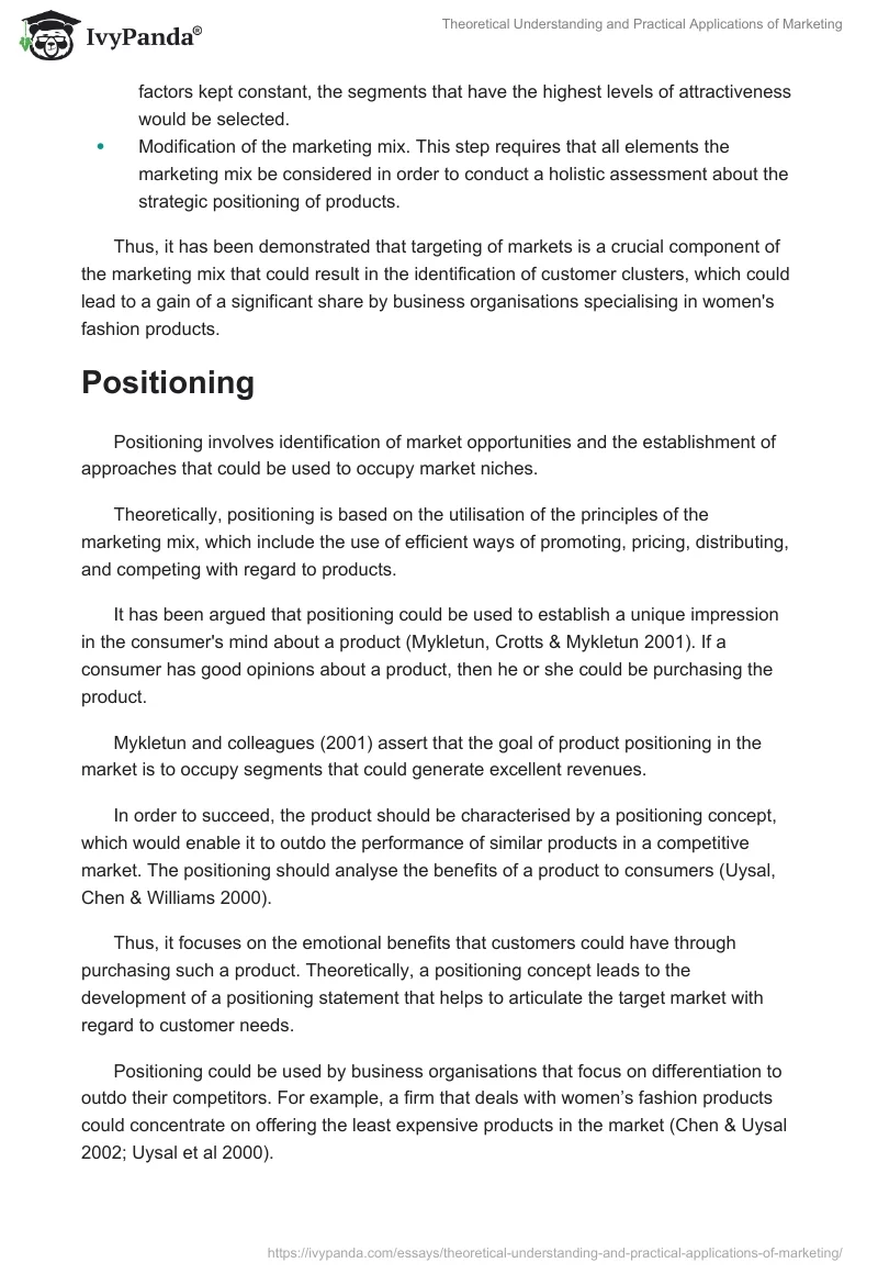 Theoretical Understanding and Practical Applications of Marketing. Page 4