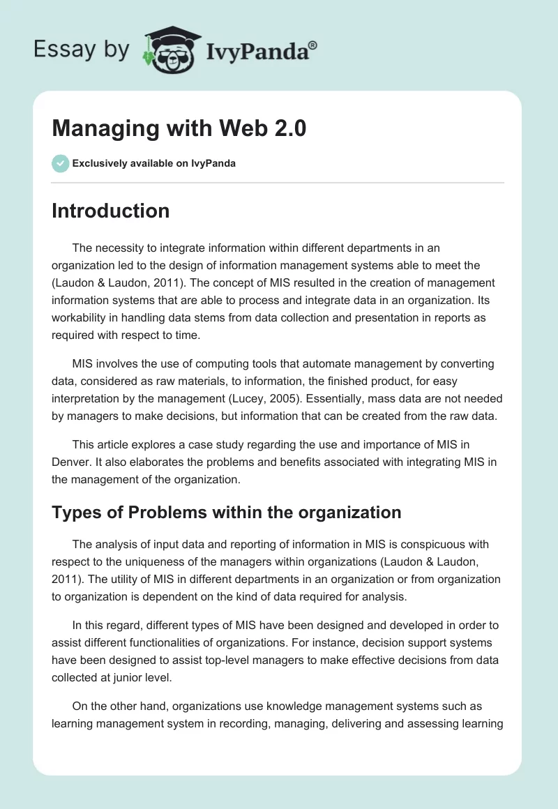 Managing with Web 2.0. Page 1
