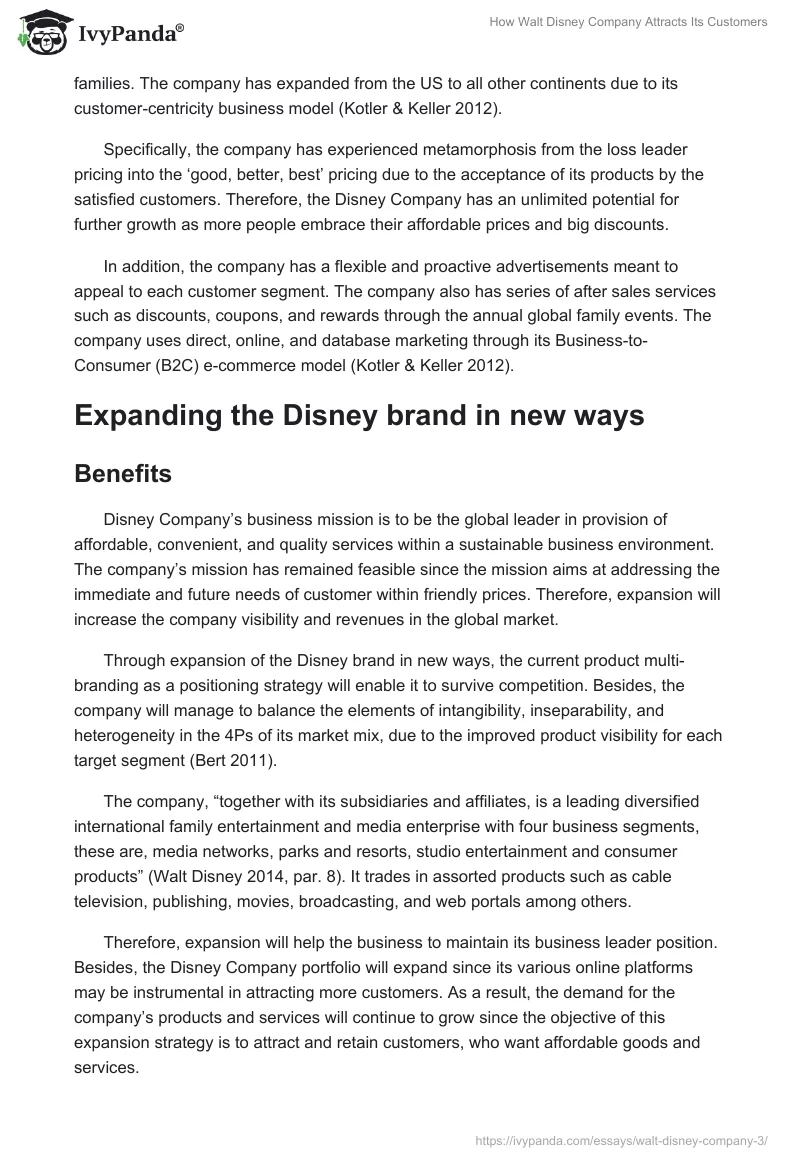 How Walt Disney Company Attracts Its Customers. Page 2