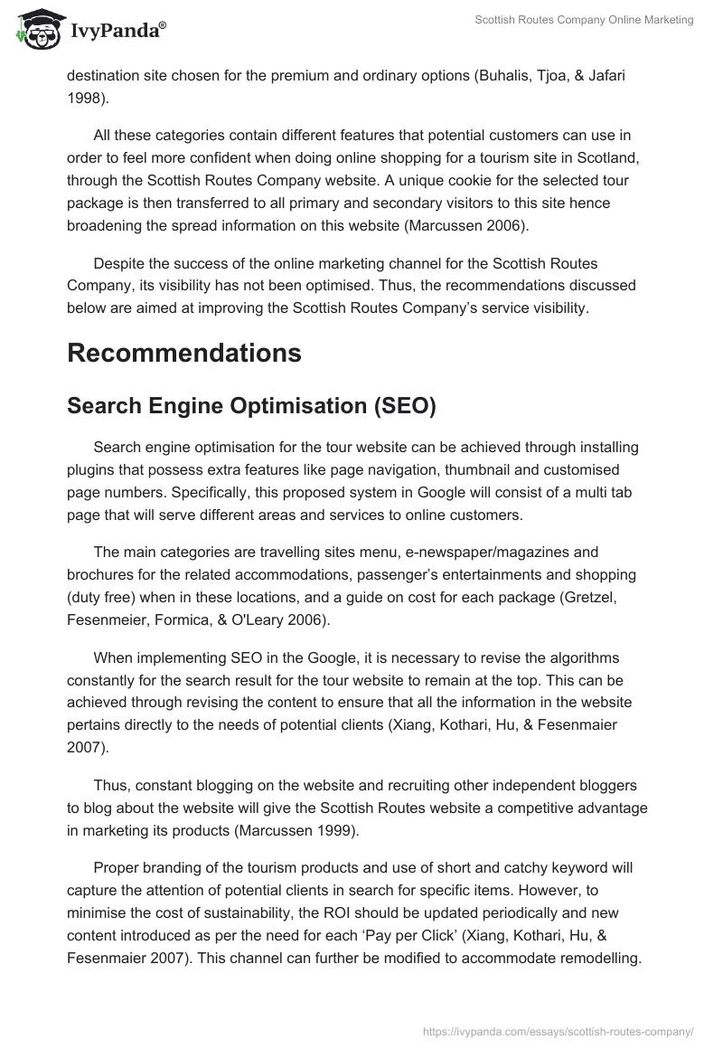 Scottish Routes Company Online Marketing. Page 4