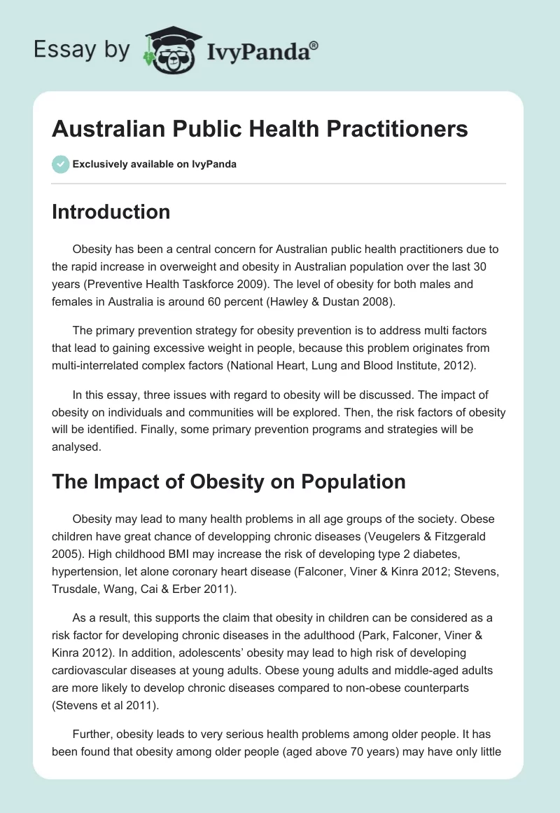 Australian Public Health Practitioners. Page 1