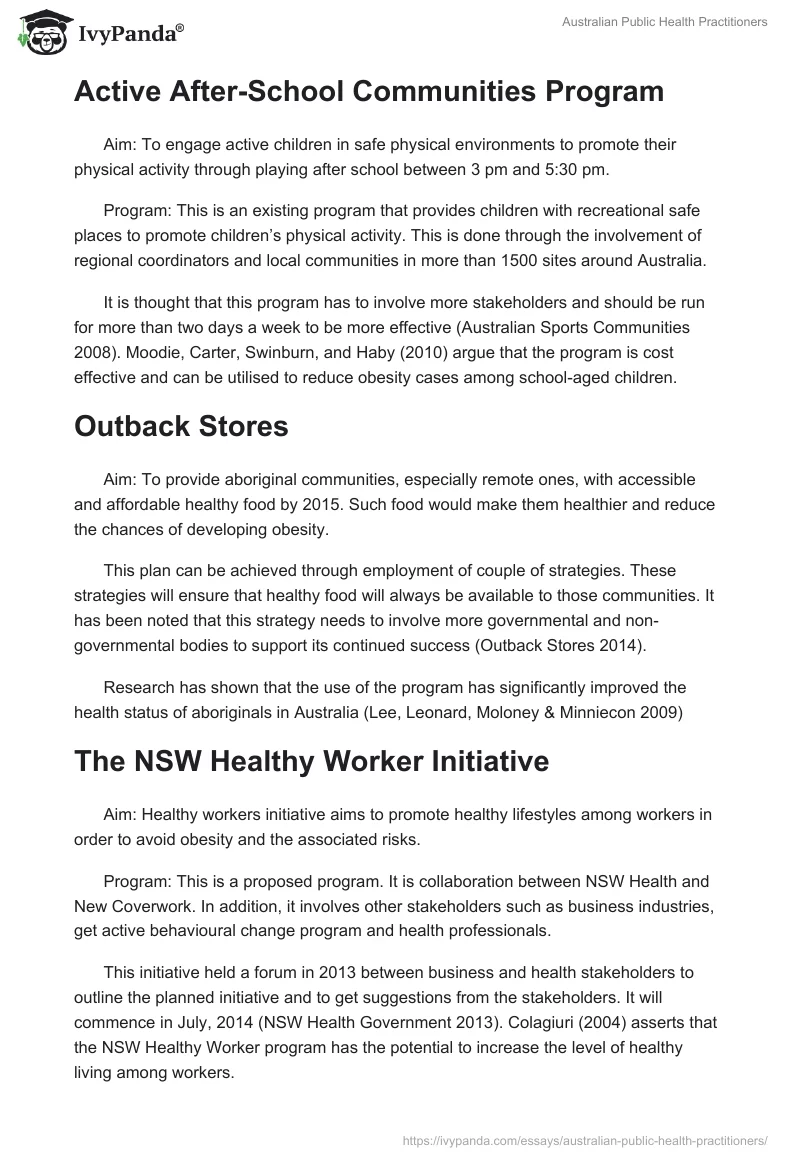 Australian Public Health Practitioners. Page 4