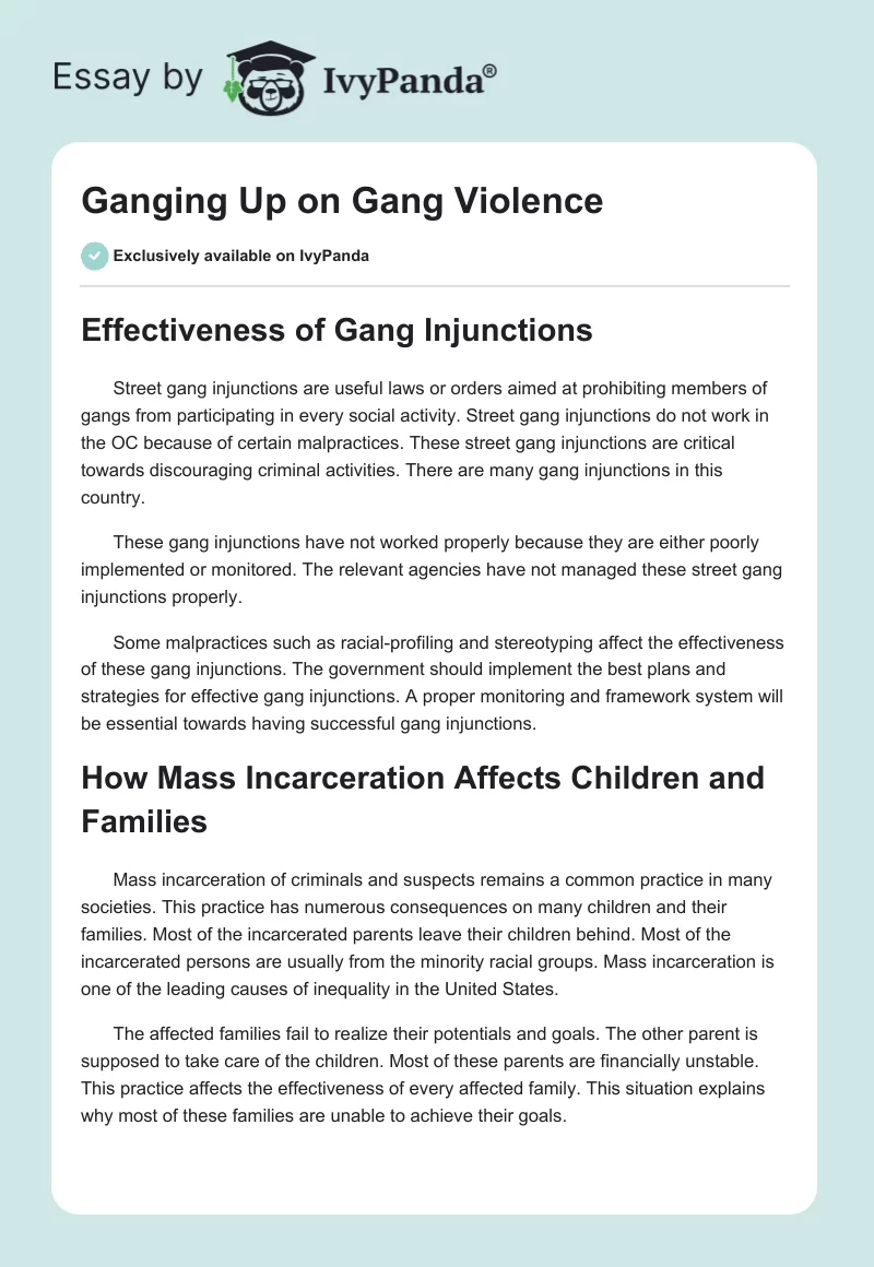 Ganging Up on Gang Violence. Page 1
