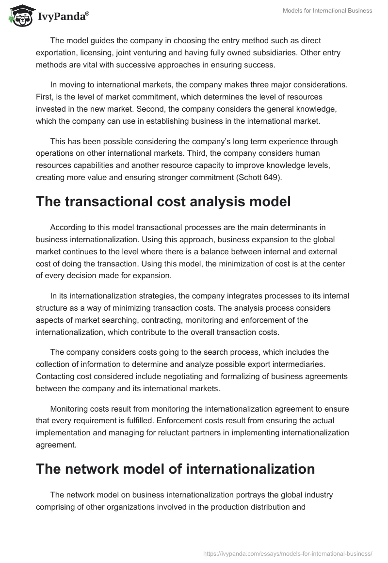 Models for International Business. Page 3