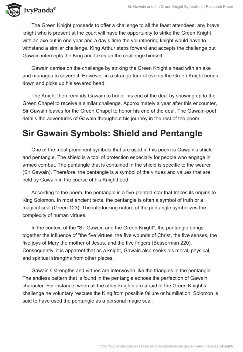 "Sir Gawain and the Green Knight" Symbolism. Page 2