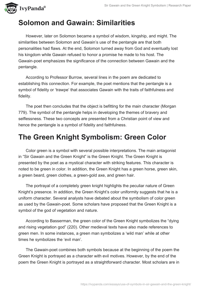 "Sir Gawain and the Green Knight" Symbolism. Page 3