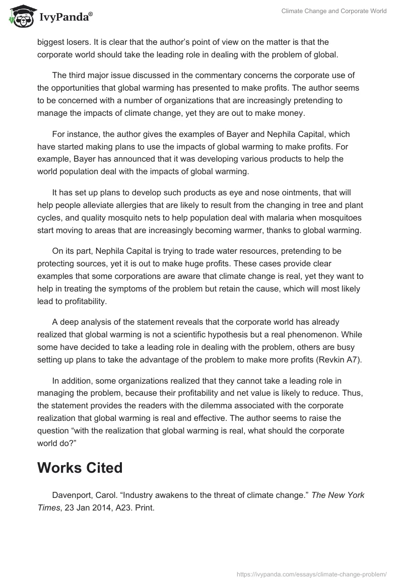 Climate Change and Corporate World. Page 3