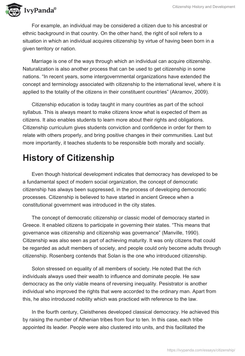 Citizenship History and Development. Page 2