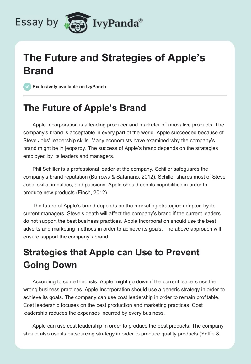 The Future and Strategies of Apple’s Brand. Page 1