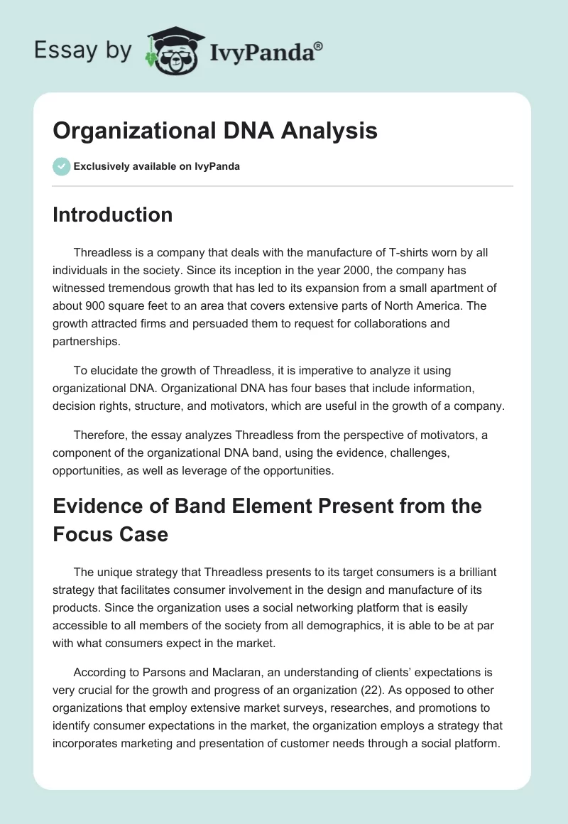 Organizational DNA Analysis. Page 1