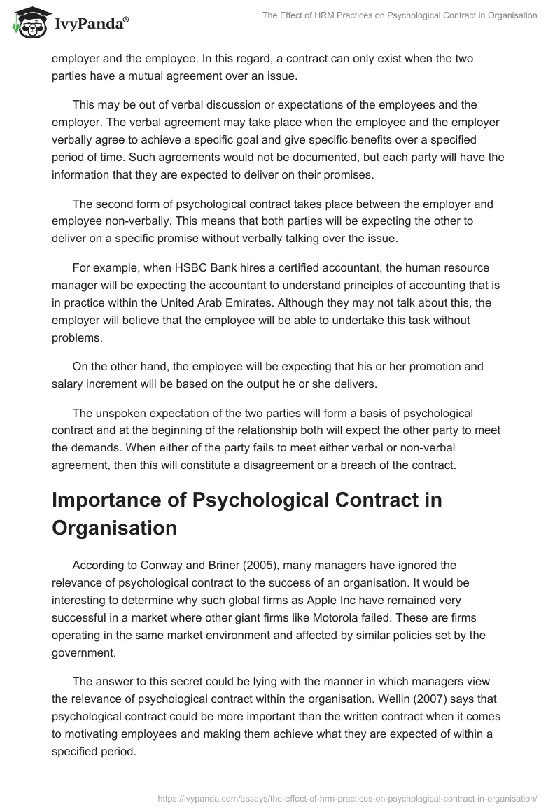 The Effect of HRM Practices on Psychological Contract in Organisation. Page 3