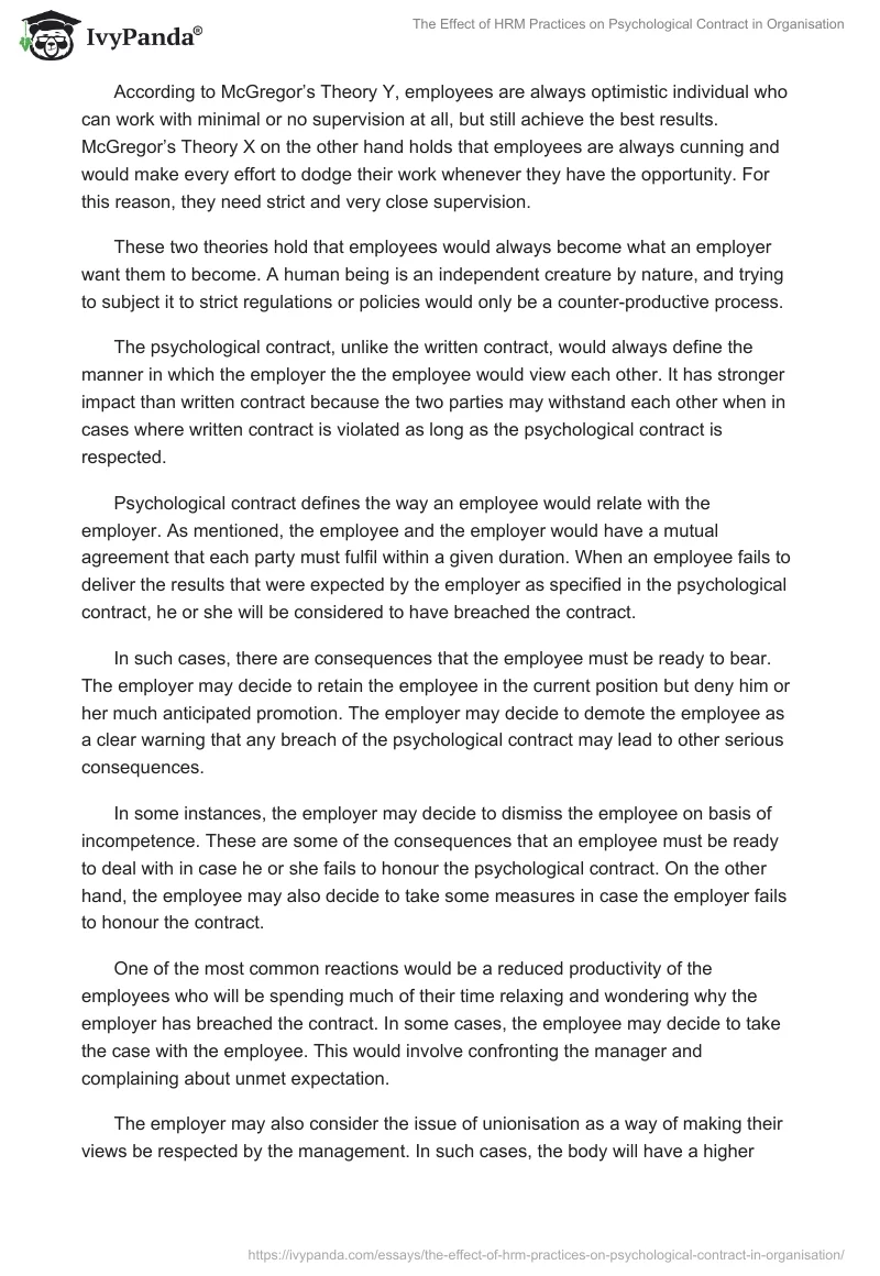 The Effect of HRM Practices on Psychological Contract in Organisation. Page 4