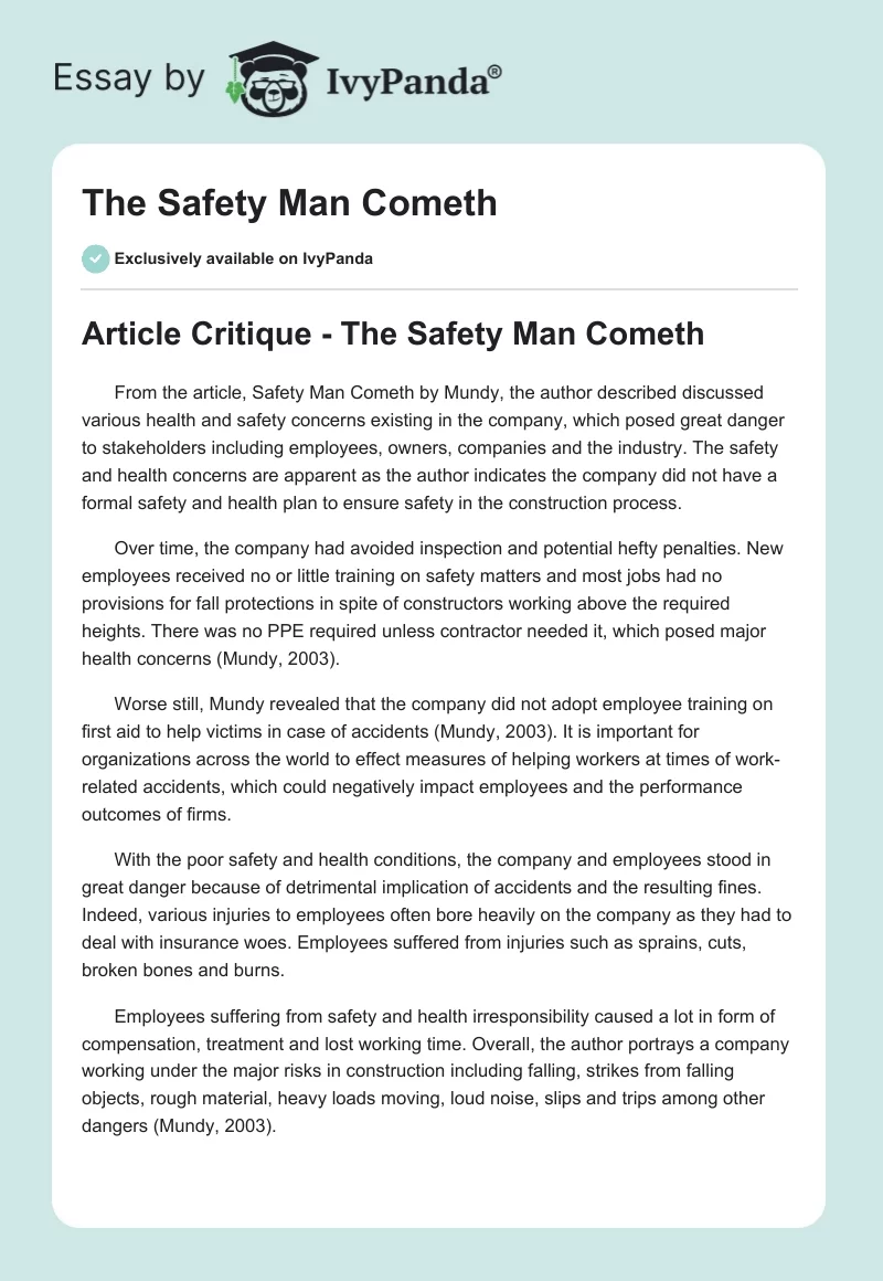 The Safety Man Cometh. Page 1