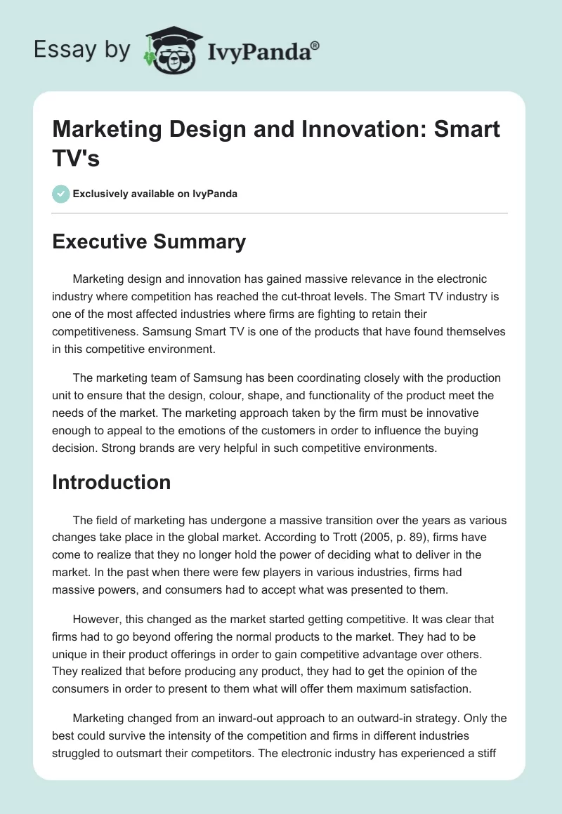 Marketing Design and Innovation: Smart TV's. Page 1