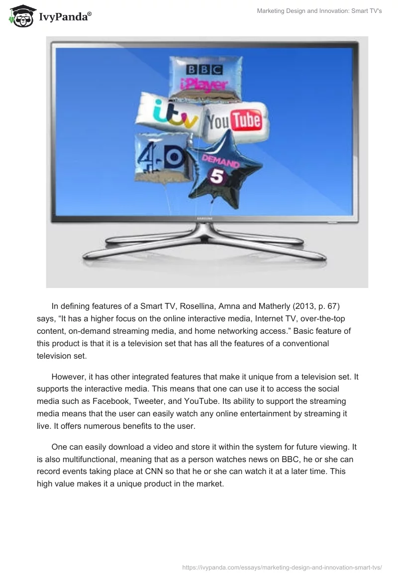 Marketing Design and Innovation: Smart TV's. Page 4