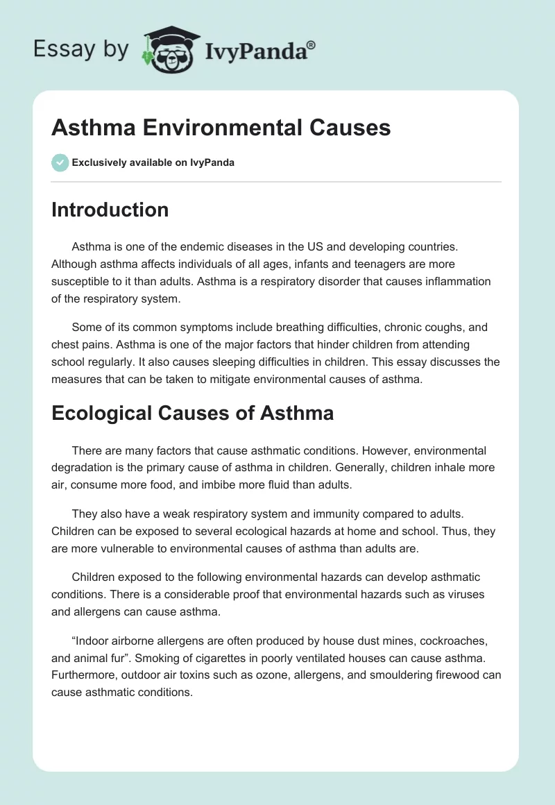 Asthma Environmental Causes. Page 1
