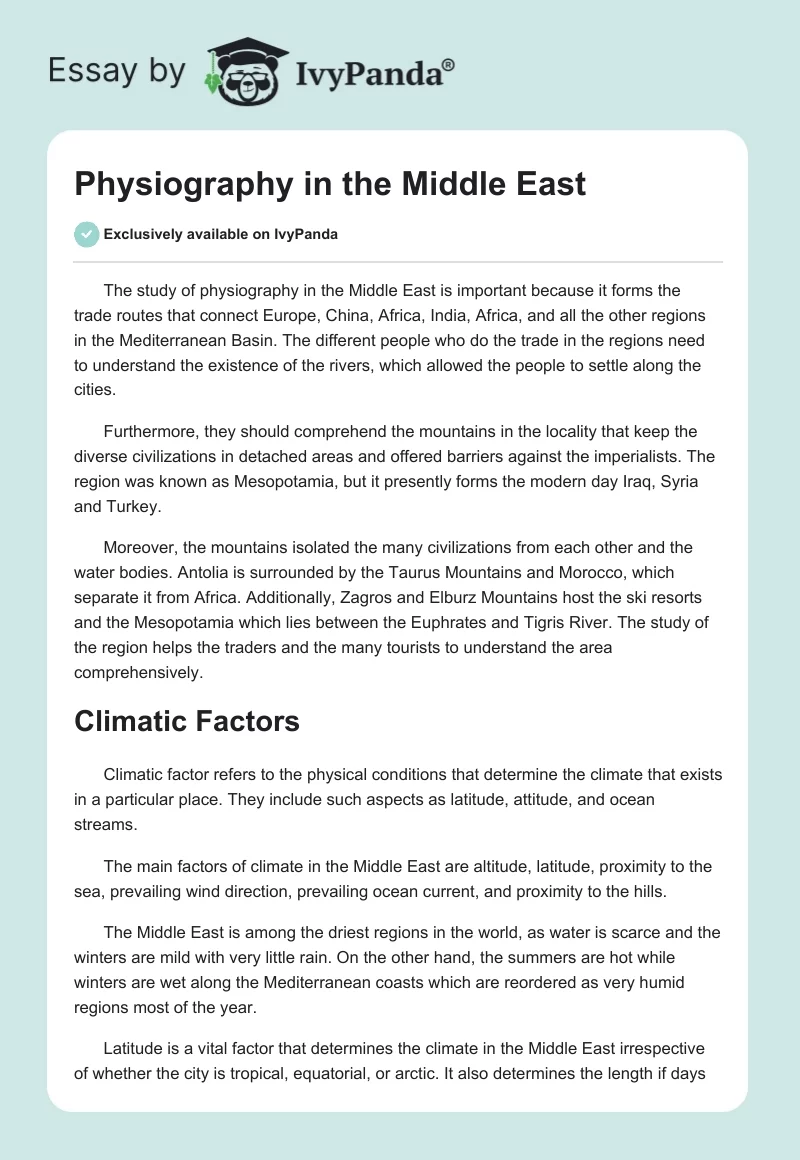 Physiography in the Middle East. Page 1