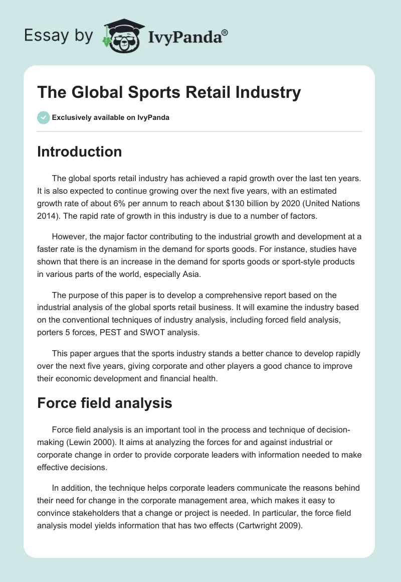 The Global Sports Retail Industry. Page 1