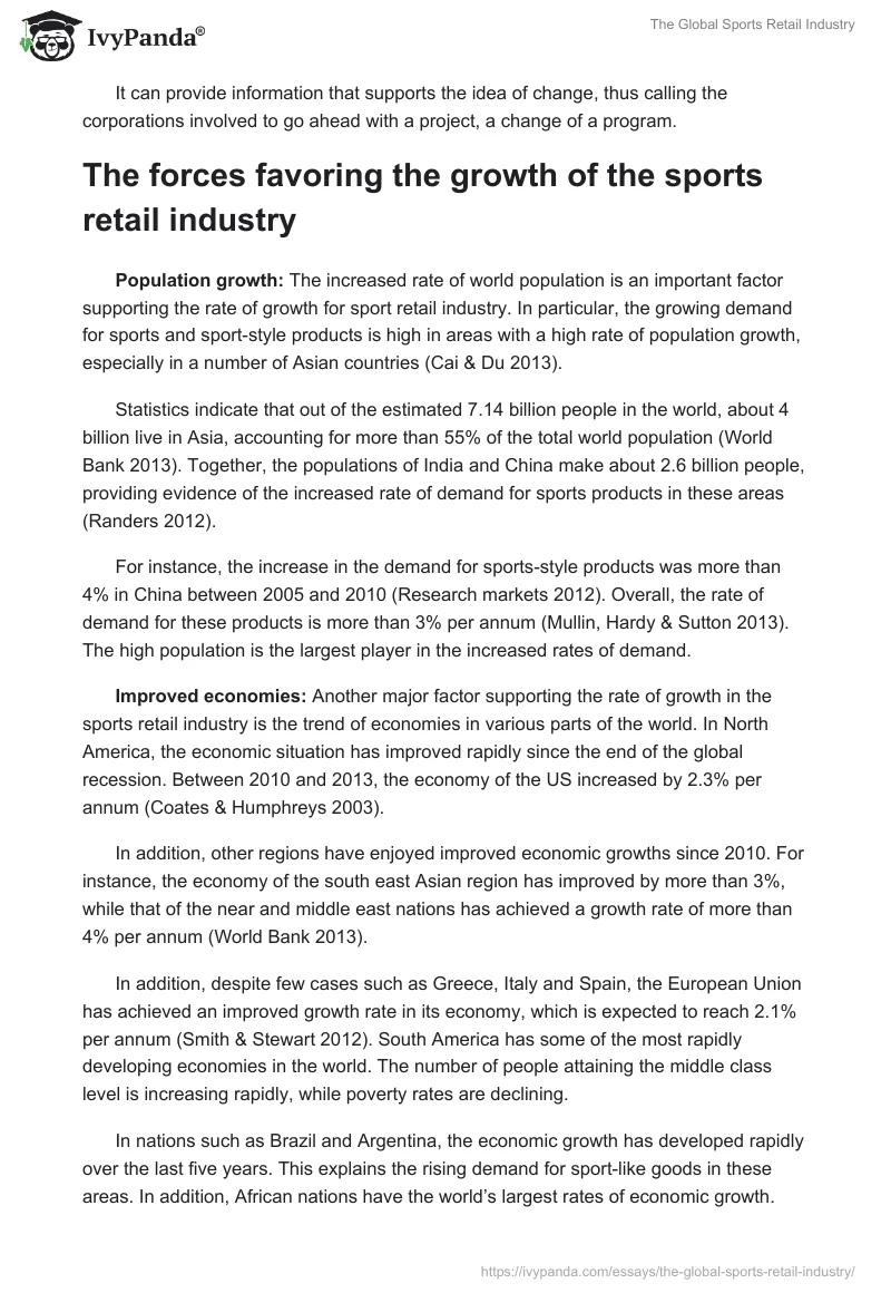 The Global Sports Retail Industry. Page 2