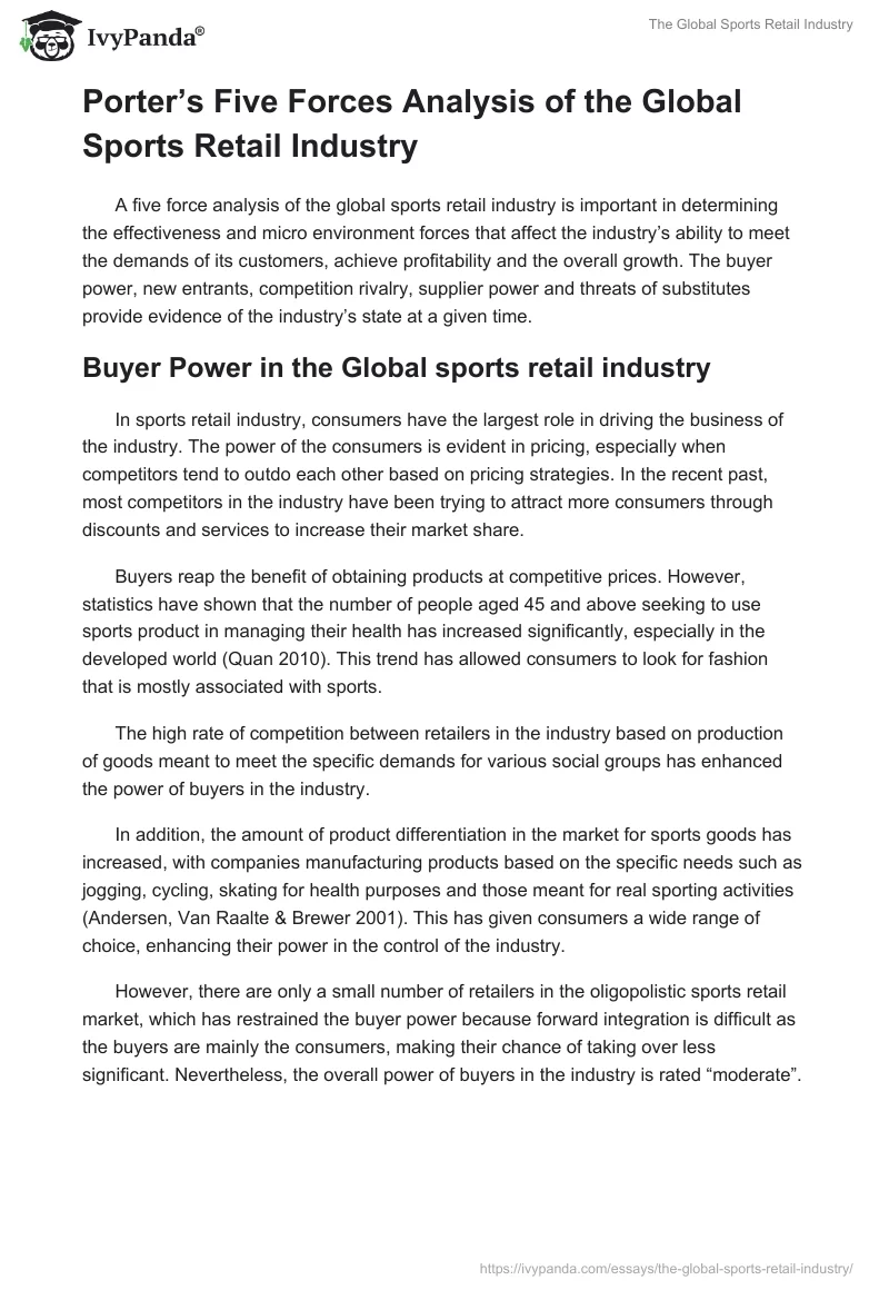 The Global Sports Retail Industry. Page 4