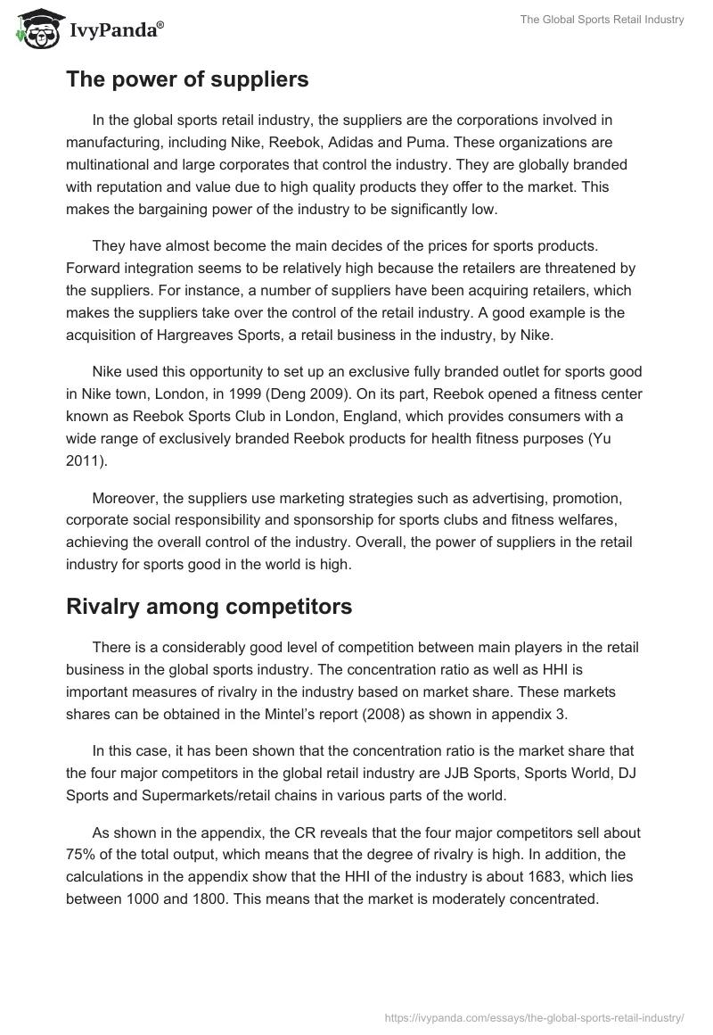 The Global Sports Retail Industry. Page 5