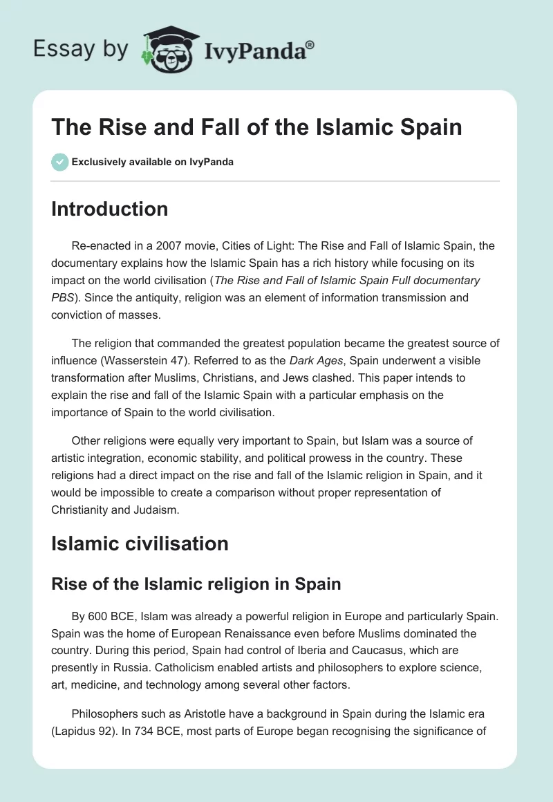 The Rise and Fall of the Islamic Spain. Page 1
