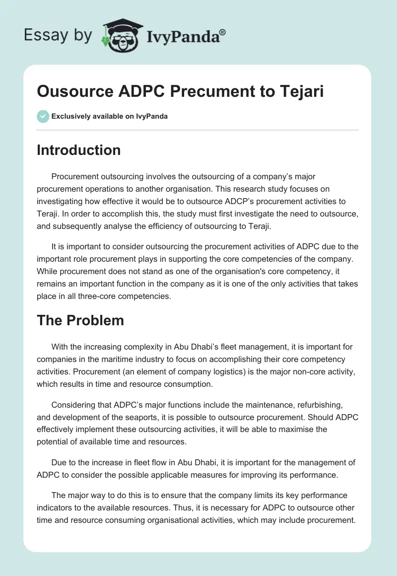 Ousource ADPC Precument to Tejari. Page 1